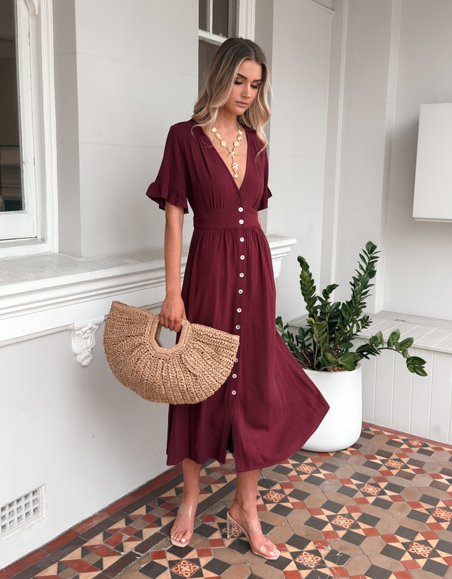 Esther & Co - Korbela Dress - Bordeaux