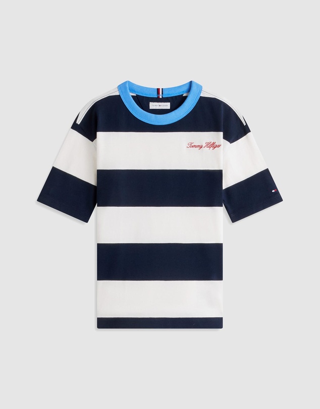 Tommy Hilfiger - Logo Embroidery Stripe Jersey T-Shirt - Kids