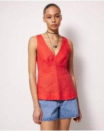 AERE - V-Neck Linen Top