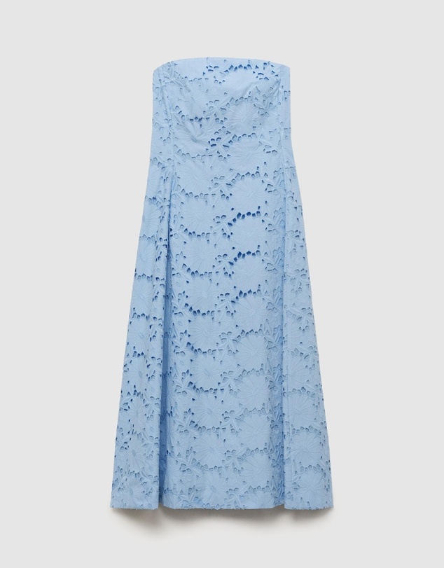 M.N.G - Sky Embroidered Strapless Dress
