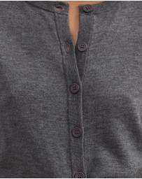 Atmos&Here - Elina Crewneck Knit Cardigan With Rib Hem