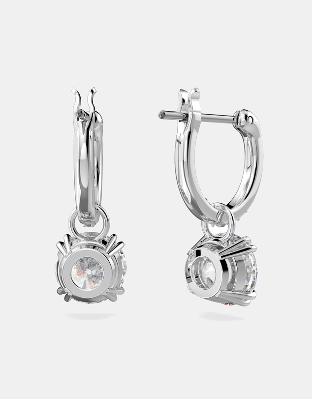 Swarovski - Stilla drop earrings, Round cut, White, Rhodium plated