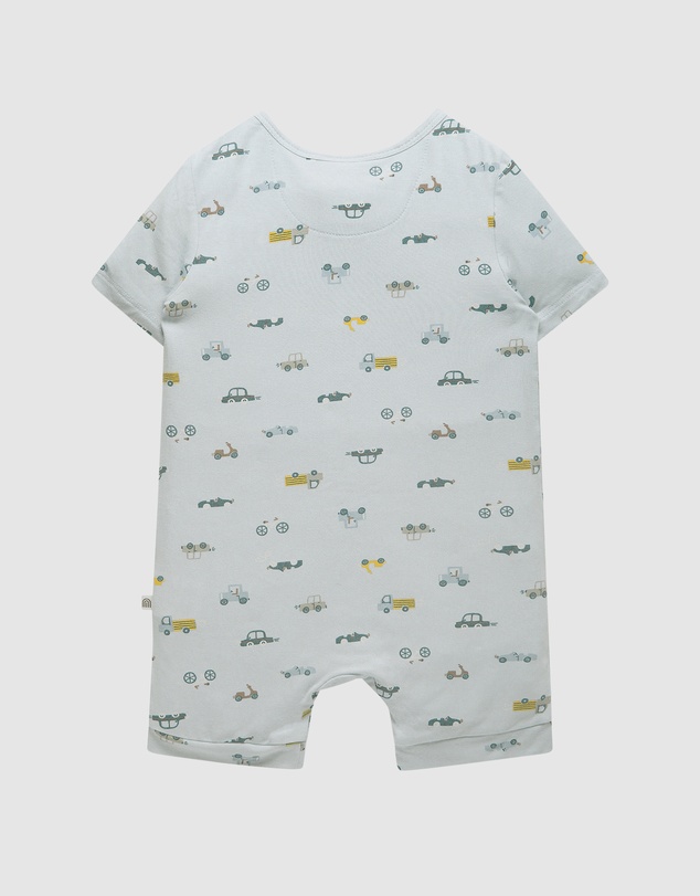 Kynd Baby - Day Or Night Onesie Short Sleeve in Blue Haze Cars