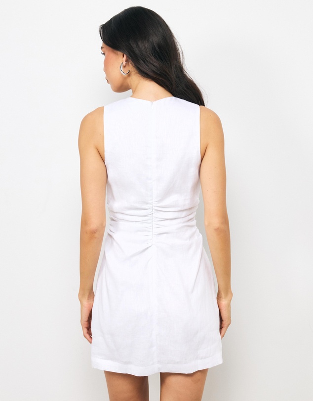 AERE - Salo Ruched Linen Mini Dress