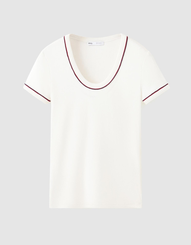 M.N.G - Ribbed T-Shirt with Piping
