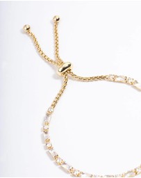 Lovisa - Gold Plated Baguette Stone Toggle Tennis Bracelet