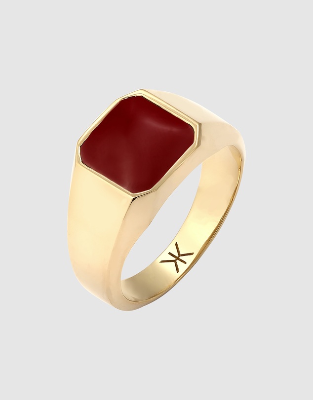 Kuzzoi - ICONIC EXCLUSIVE - Enamel Signet Ring in Gold-Plated 925 Sterling Silver