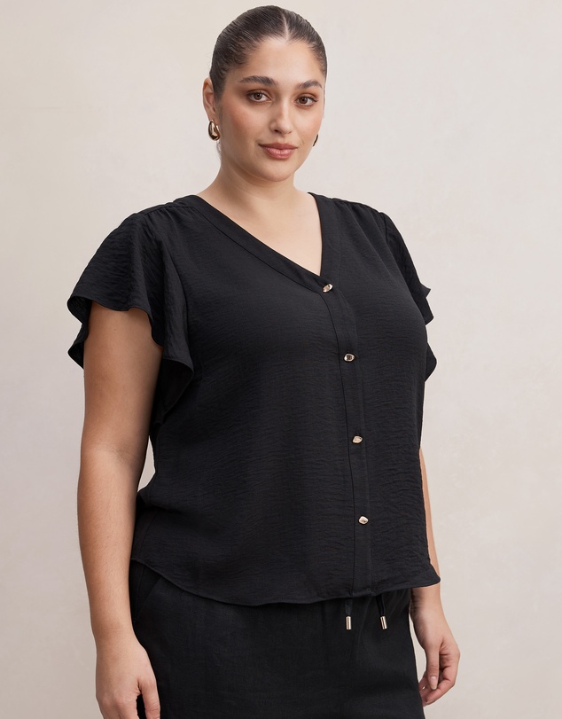Forever New Curve - Cecilia Curve Flutter Sleeves Blouse