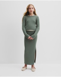 Country Road - Teen Cotton Rib Knit Long Sleeve Top
