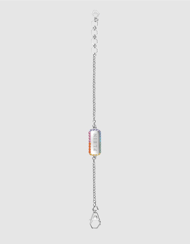 Philipp Plein - PLEIN CRYSTAL TAG Stainless Steel Rainbow Crystals Bracelet