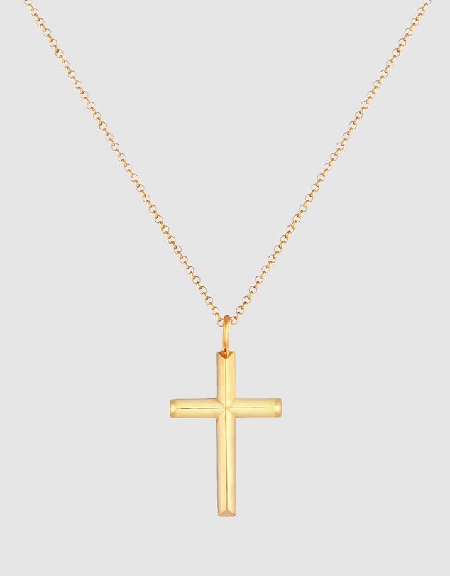 Kuzzoi - ICONIC EXCLUSIVE - Long Necklace with Cross Pendant in Gold-Plated 925 Sterling Silver