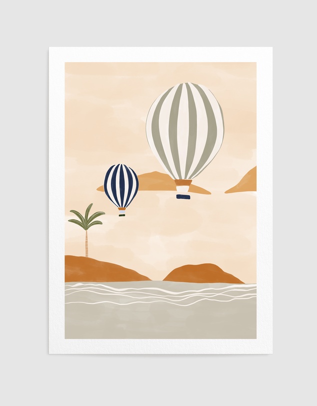 Olive et Oriel - Airballoons In Dessert by Ivy Green Illustrations Art Print