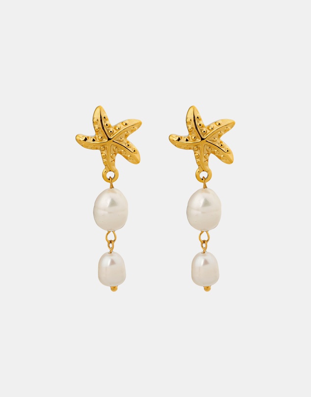 Zoe Olivia - Waterproof Starfish and Pearl Drop Stud Earrings