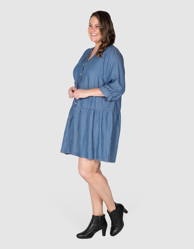 Love Your Wardrobe - Ruby Drop Waist Chambray Dress