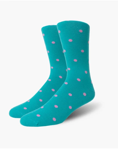 Swanky Socks - Teal Pink Polka Dot