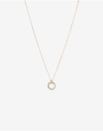Michael Hill - Two-Tone Double Circle Pendant Hammered Finish Necklace in 10kt White and Yellow Gold