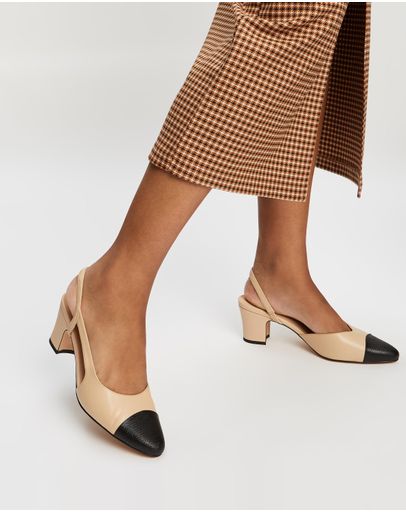 Beige & Black Lizard Embossed Leather