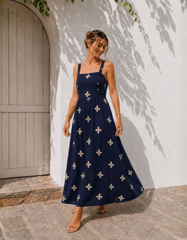 Esther & Co - Atasha Dress - Navy Print