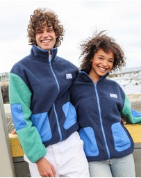 Skwosh - Skwosh Polar Fleece Utility Jacket in Green/Blue
