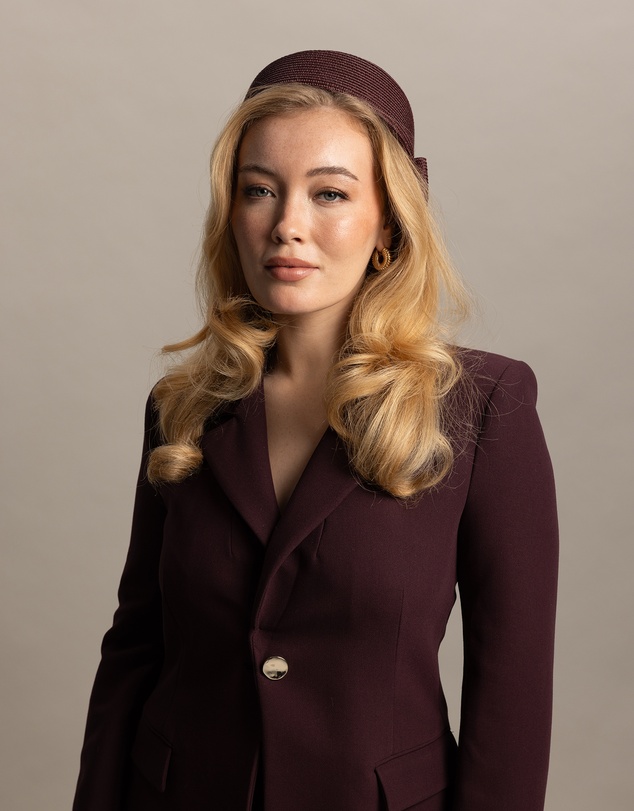 Morgan & Taylor - Tara Racewear Pillbox Hat in Dark Cherry Red