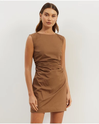 Atmos&Here - Gaia Cotton Gathered Waist Mini Dress