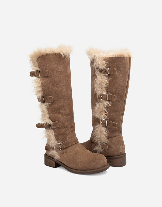 Ozwear Connection Uggs - UGG Fur Trim Buckle Long Boot