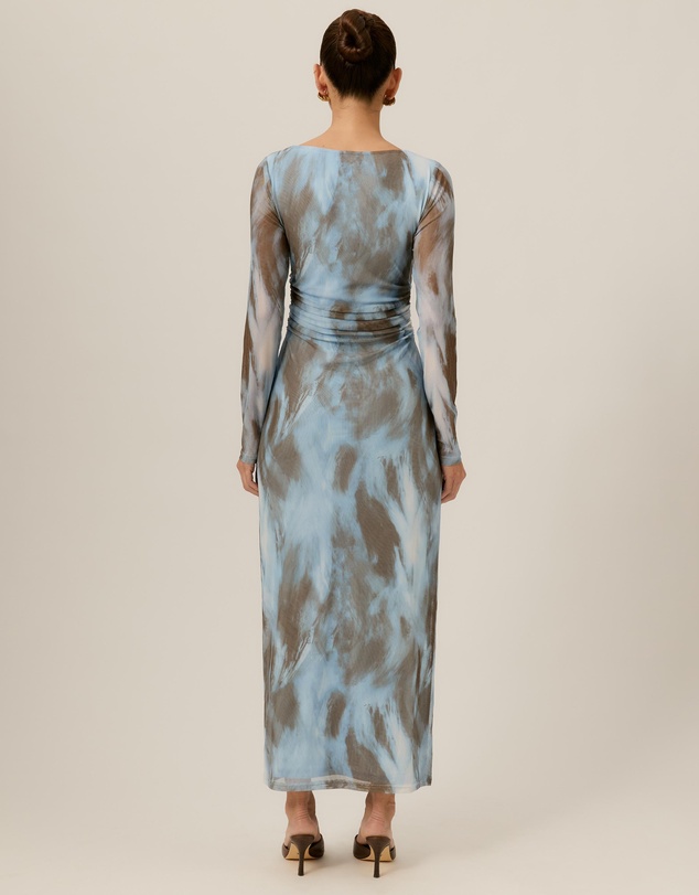Tussah - Sophie Abstract Print Mesh LS Midi Dress