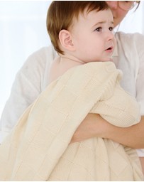 Living Textiles - Pram Knitted Blanket - Checkered Sand