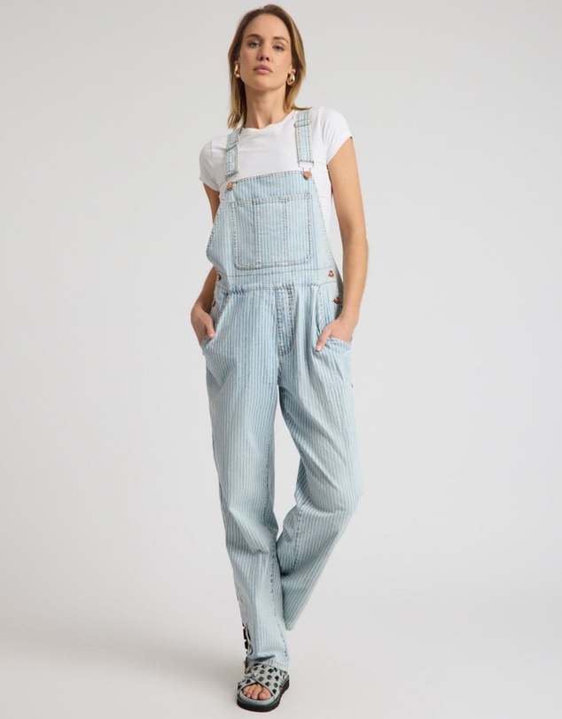 ONE TEASPOON - Painters Classic Long Length Denim Overalls - Summer Stripe