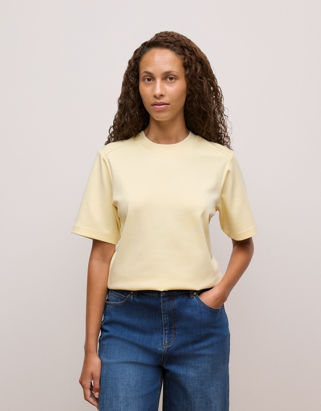Trenery - Cotton Modal Interlock T-shirt in Winter Butter