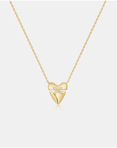 Ania Haie - Gold Heart Kiss Pave Necklace