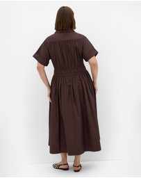City Chic - Plus size Lana Midi Shirt Dress - chocolate