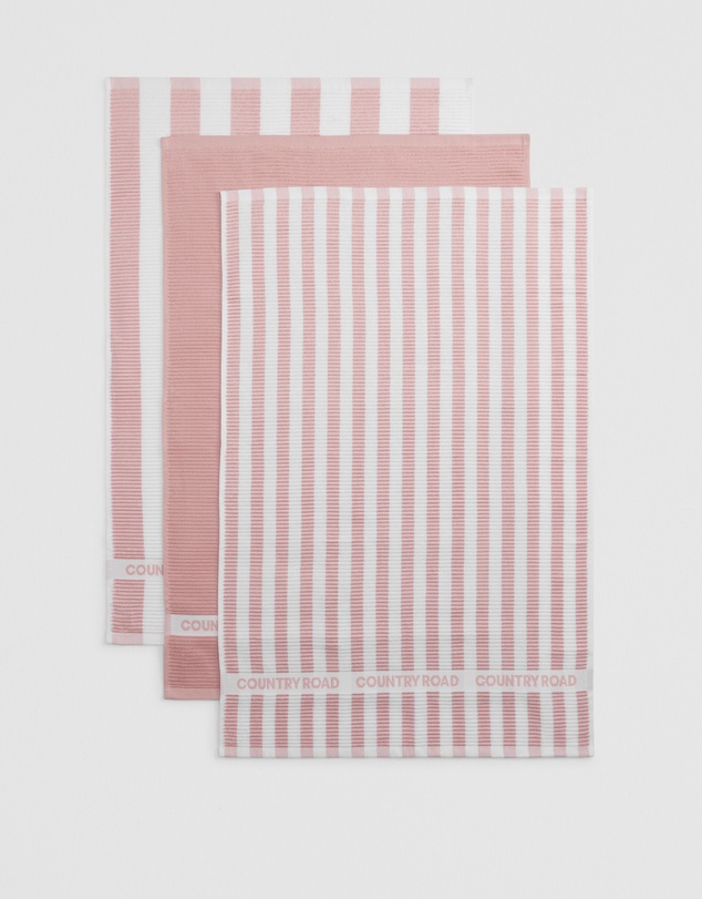 Country Road - Cr Stripe Australian Cotton Tea Towel Pack Of 3