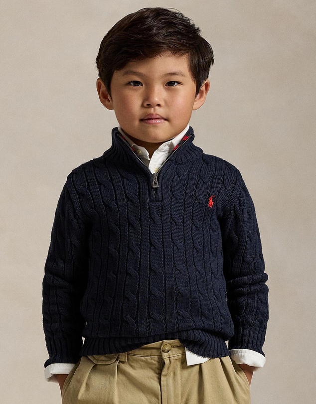 Polo Ralph Lauren - Cable-Knit Cotton Quarter-Zip Sweater - The Iconic Exclusive - Babies-Kids