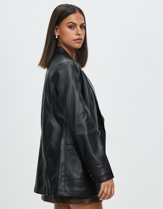 Atmos&Here - Kendal Double Breasted PU Blazer