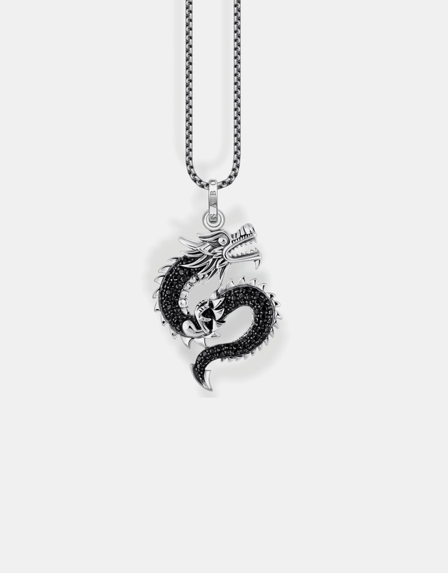 THOMAS SABO - Necklace with dragon pendant black stones