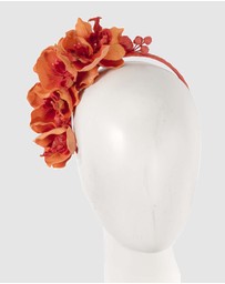 Max Alexander - Orange Orchid Flower Fascinator