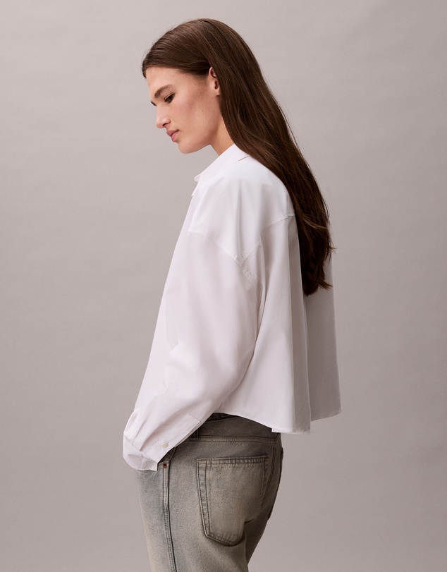 Calvin Klein - Poplin Relaxed Cropped Button-Down Shirt