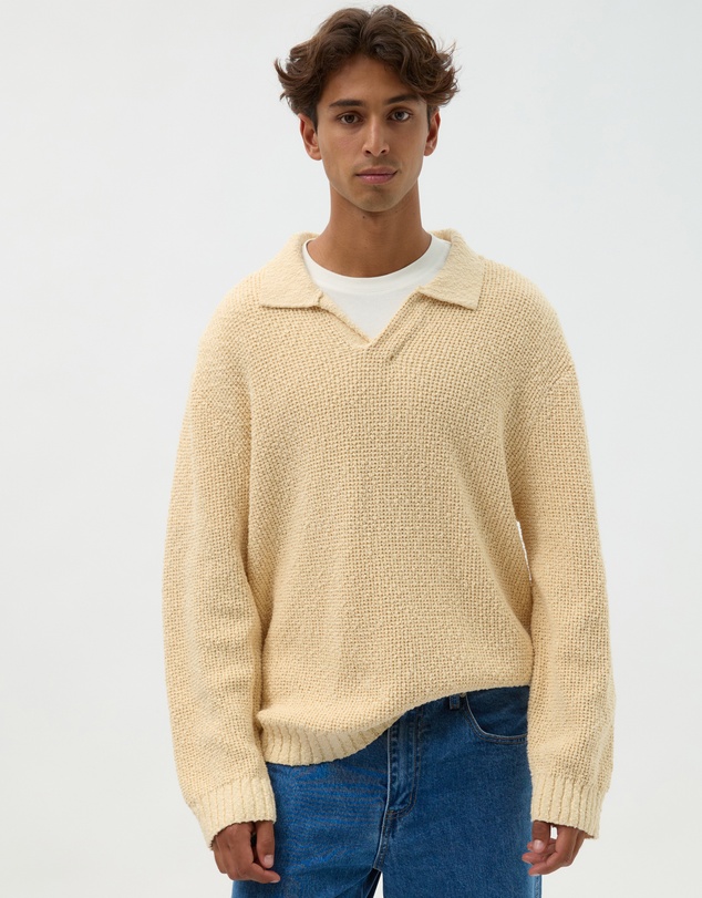 AERE - Oversized Open Collar Knit Polo
