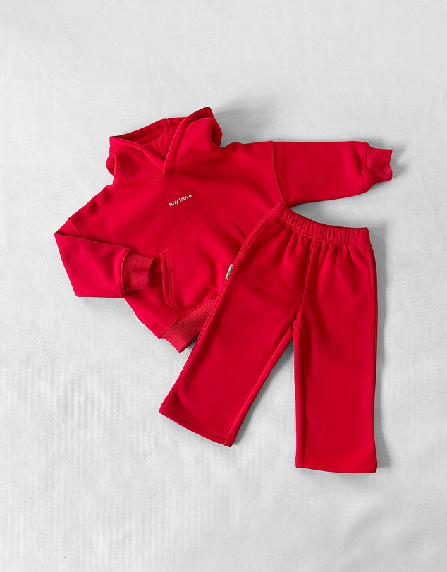 Tiny Trove - Sporty Puff Print Cotton Hoodie Tracksuit Set - Babies-Kids