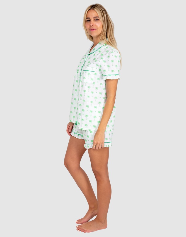 Sant And Abel - Women's Green Palm Tree Short Sleeve Pajama Set