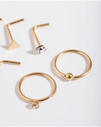 Lovisa - Gold Geometric Diamante Nose 6-Pack