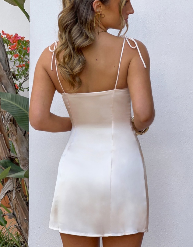 Beginning Boutique - Penny Lane Cream Satin Mini Dress