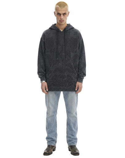 THE TALES - Textured Flower Embroidered Hooded Jacket