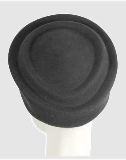 Max Alexander - Felt Black Pillbox Hat