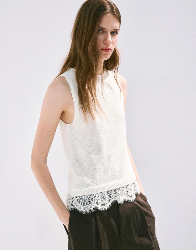 M.N.G - Lace Detail Knit Top