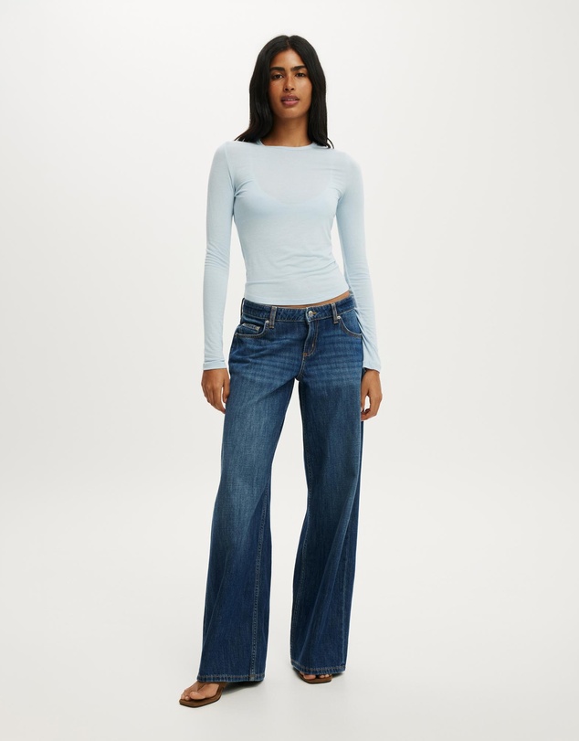 Cotton On - Sheer Layer Crew Long Sleeve Top