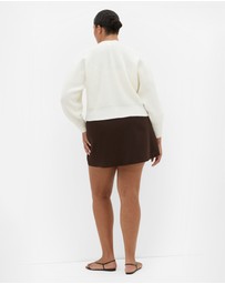 City Chic - Plus size Belle Bow Knit Cardigan - ivory