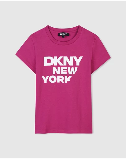 DKNY - Asymmetrical Logo Short Sleeve T-Shirt - Kids-Teens