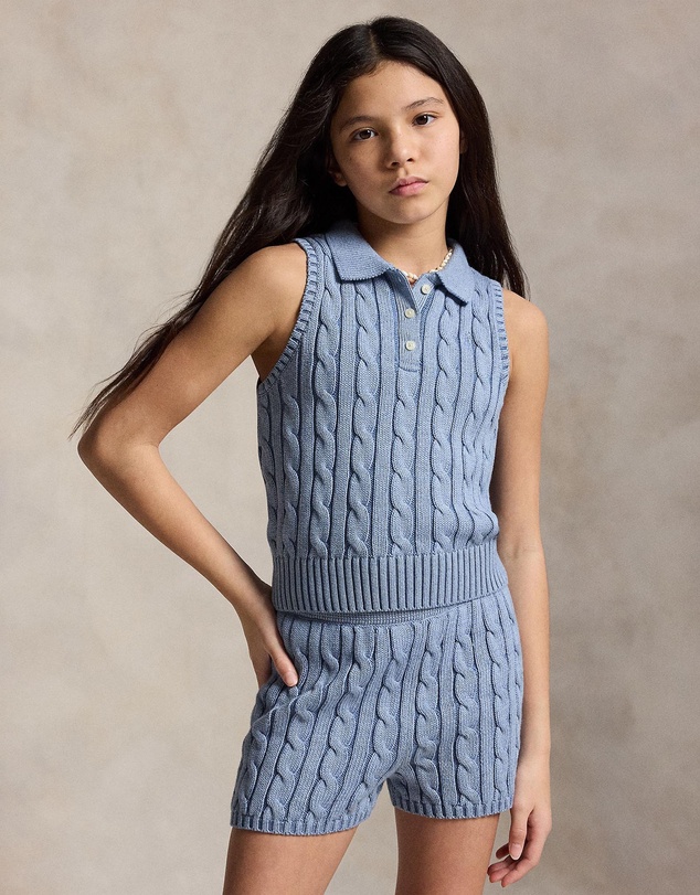 Polo Ralph Lauren - Cable-Knit Cotton Sleeveless Polo Shirt - Teens